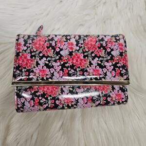 Safe Keeper Floral Black and pink Wallet with Gold tone